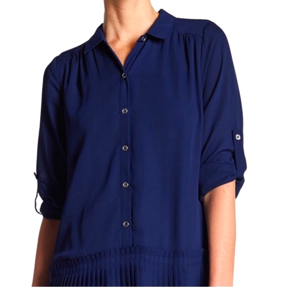 NWT Daniel Rainn Pleated Button Up Dress